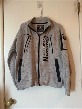 Geographical Norway Men's Performance Zip-Up Fleece Jacket Gray | Men's XL